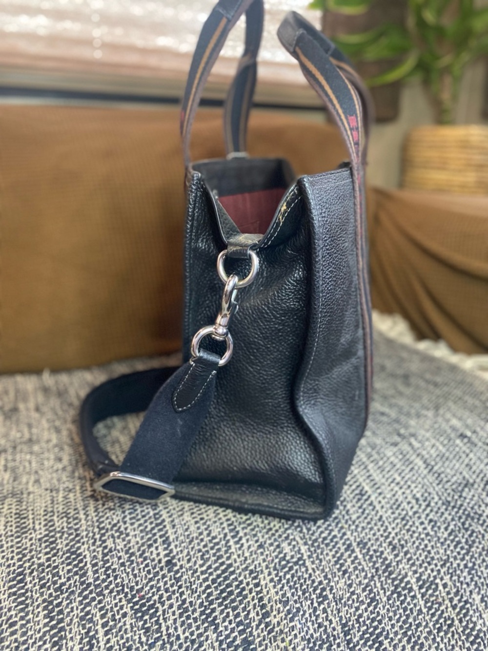 Coach Black Pebbled Tote with Logo Accent, Detachable Strap, Double Handles - Picture 11 of 17
